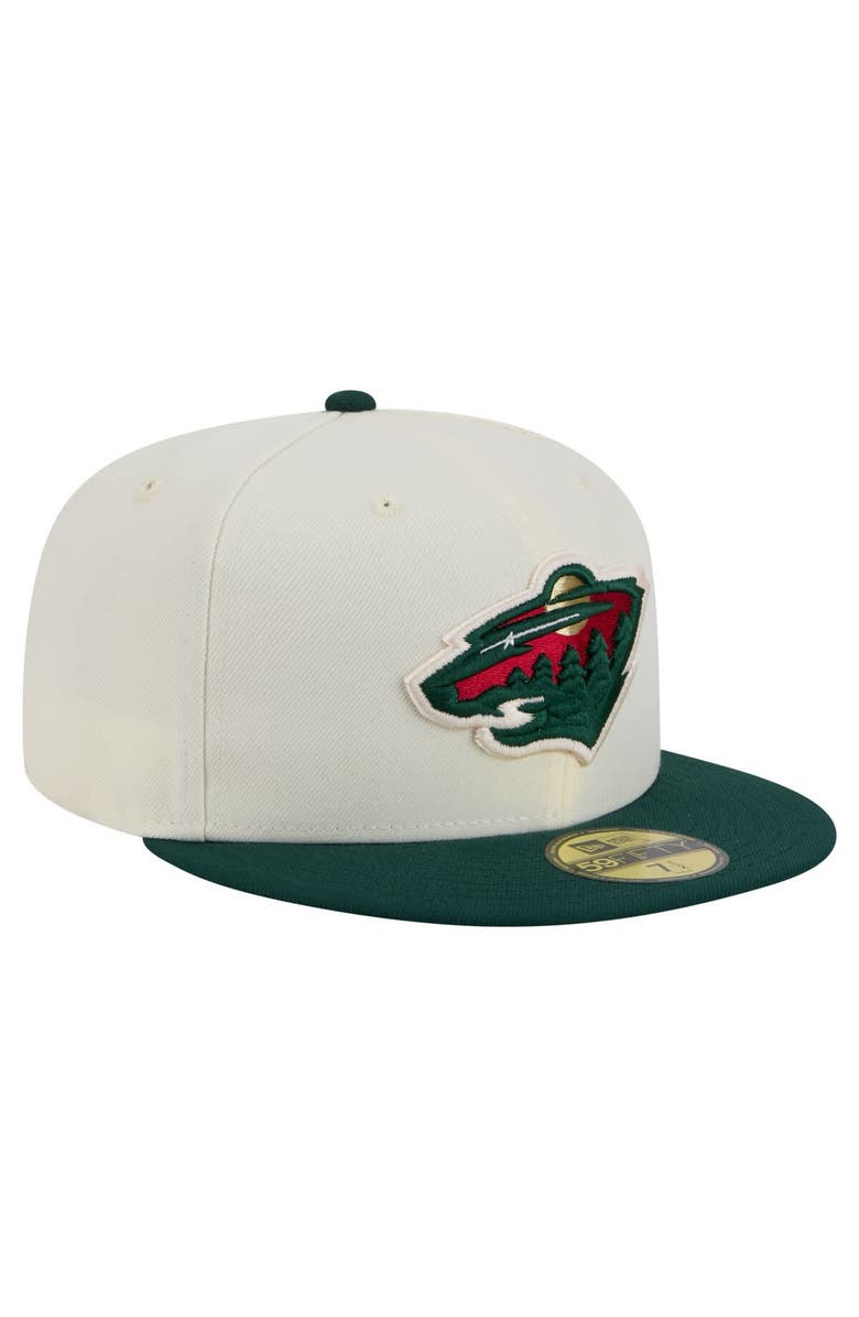New Era Men's New Era  White Minnesota Wild Chrome Two-Toned 59FIFTY Fitted Hat, Alternate, color, 
