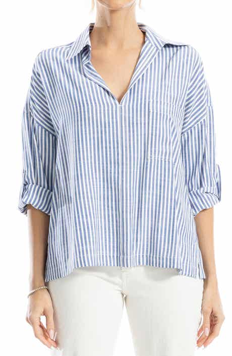 MAX STUDIO Stripe Collared Top