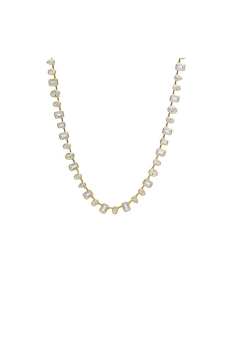 CZ Multi Shape Tennis Necklace, Main, color, Gold