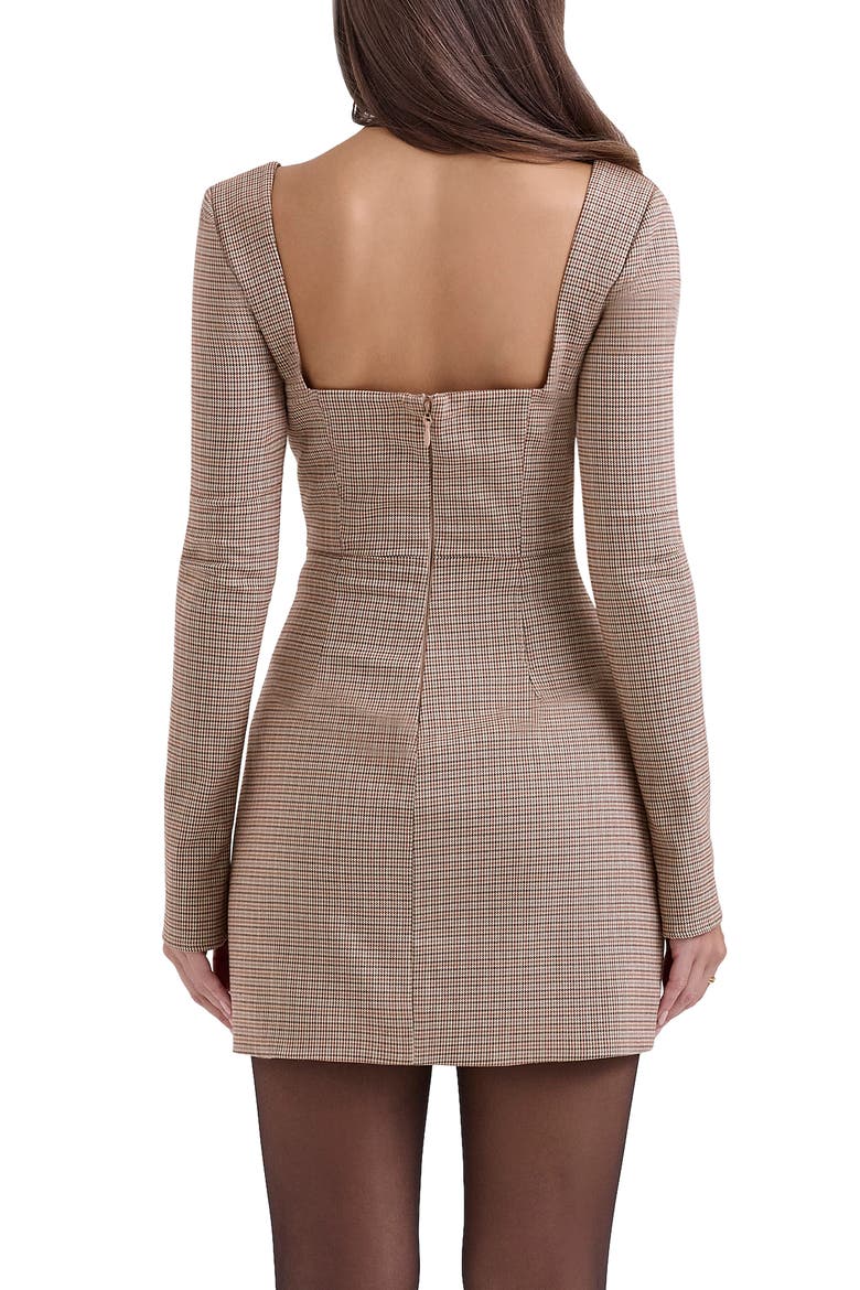 Angelie Structured Long Sleeve Minidress, Alternate, color, BROWN CHECK