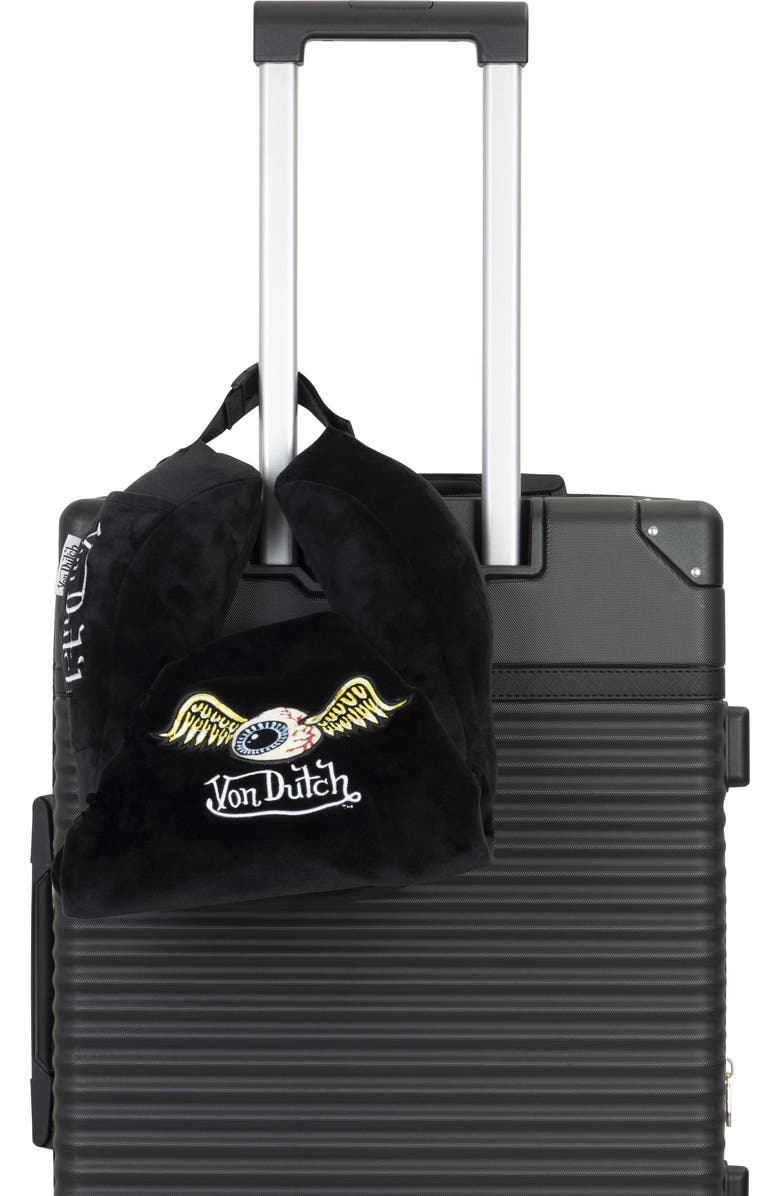 Von Dutch Eyeconic Hooded Ergonomic Memory Foam Travel Neck Pillow, Alternate, color, Black