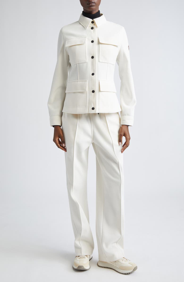 Moncler Grenoble Jersey Interlock Shirt Jacket, Alternate, color, White