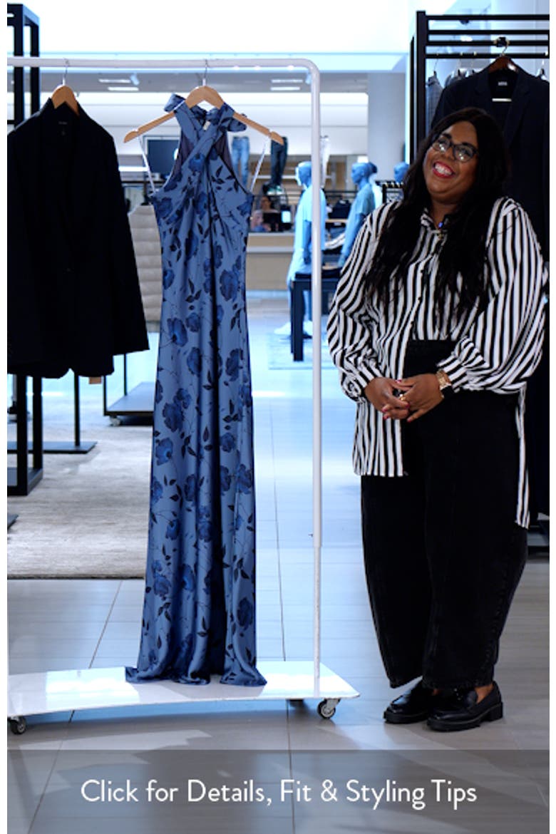 Laurant Floral Sleeveless Satin Crepe Gown video
