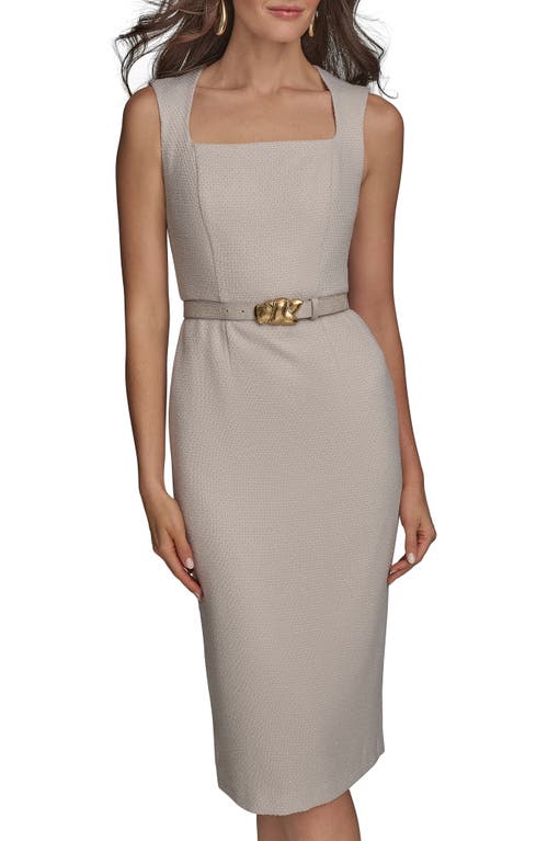 Donna Karan New York Belted Sheath Dress In Dark Clay Cream