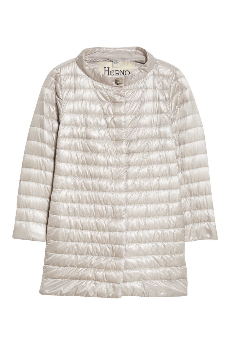 Rossella Water Repellent High/Low A-Line Down Puffer Jacket, Alternate, color, PEARL GREY