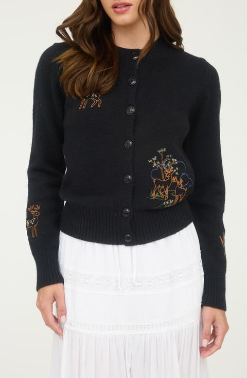 Deer Embroidered Cardigan