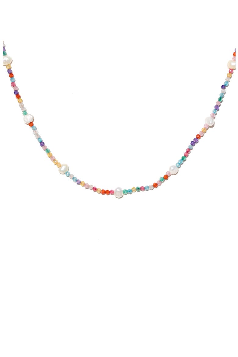Rainbow Imitation Pearl Beaded Layered Necklace, Main, color, GOLD