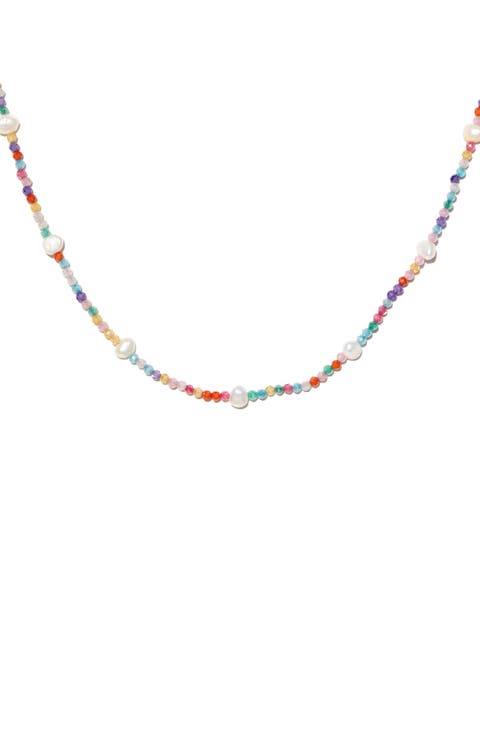 Rainbow Imitation Pearl Beaded Layered Necklace