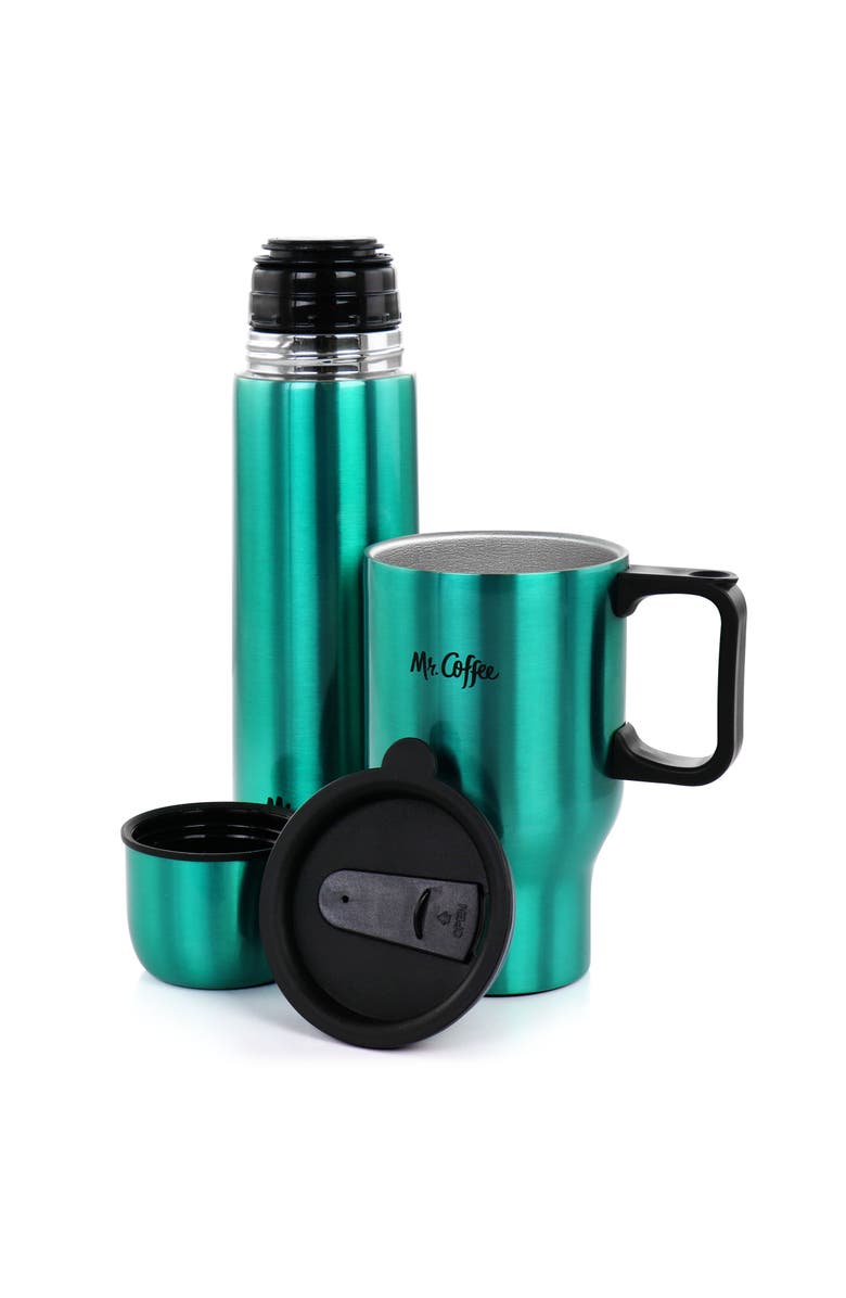 Mr. Coffee Javelin 2 Piece Thermal Bottle and Travel Mug Set, Alternate, color, Green