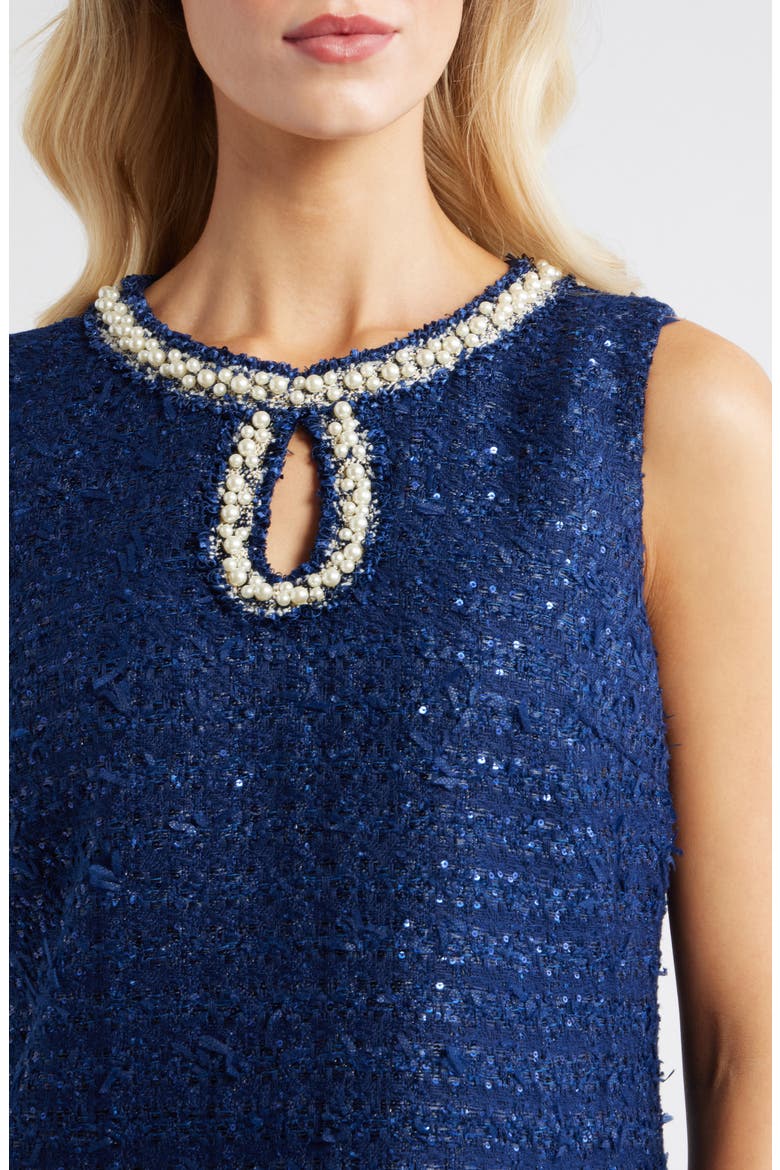 Ronan Embellished Tweed Skirted Romper, Alternate, color, NAVY AFTER PARTY
