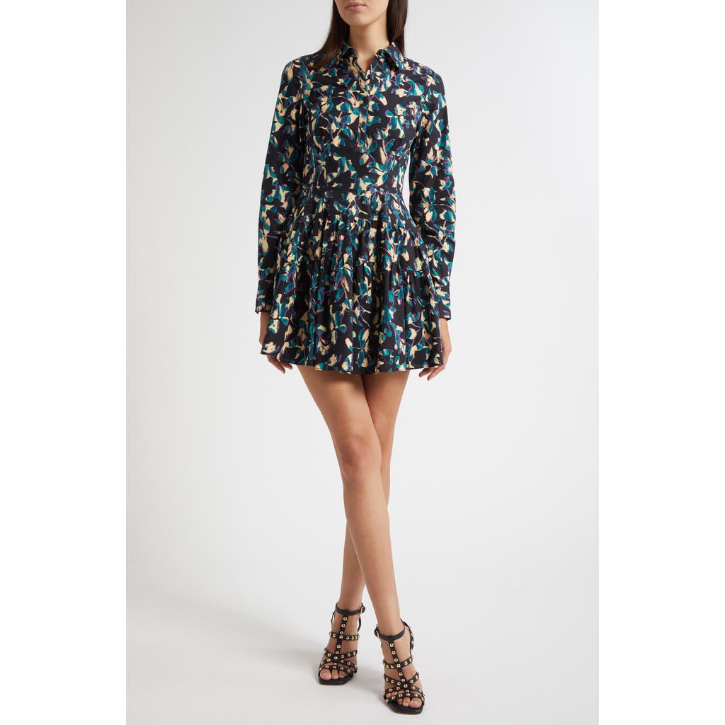Ulla Johnson Nanette Long Sleeve Mini Dress Kaleidoscope In Green