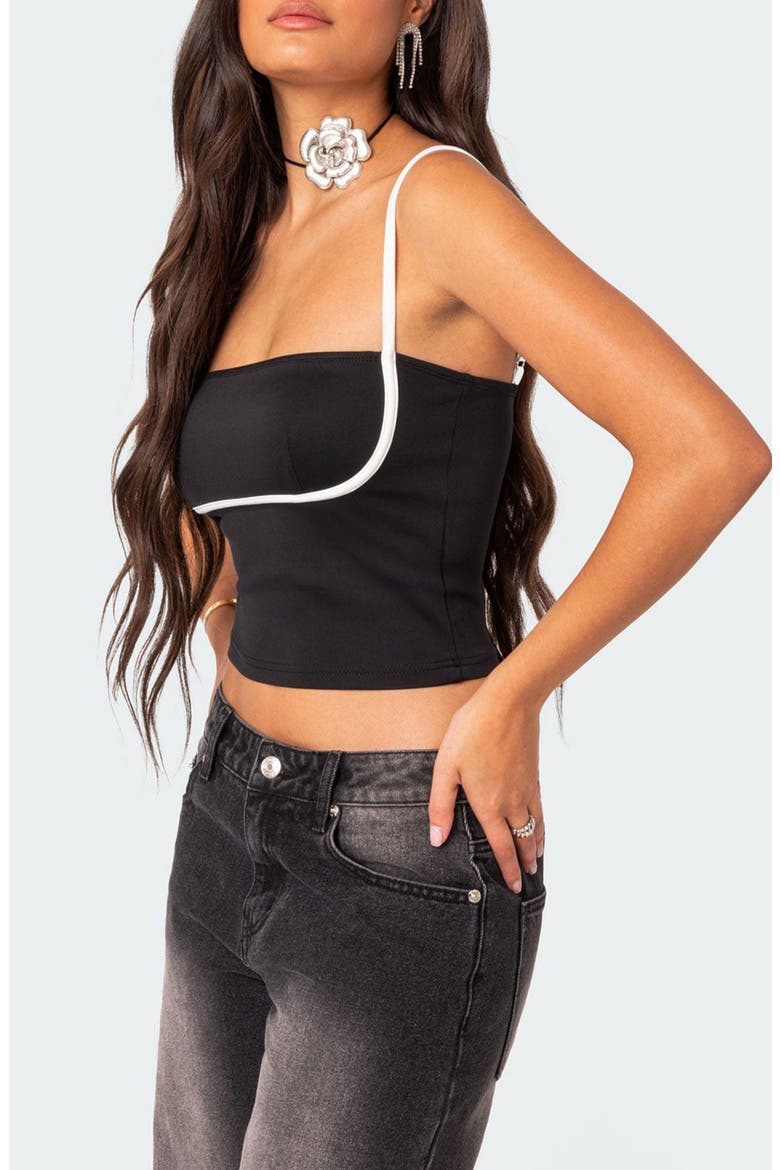 Yang Contrast Strap Crop Camisole, Alternate, color, BLACK-AND-WHITE
