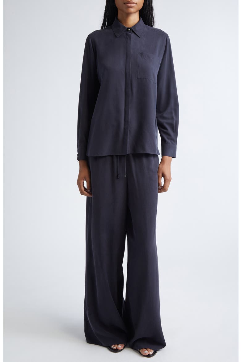 Genero High Waist Wide Leg Silk Pants, Alternate, color, ULTRAMARINE