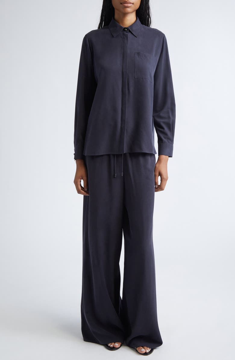 Max Mara Genero High Waist Wide Leg Silk Pants, Alternate, color, Ultramarine
