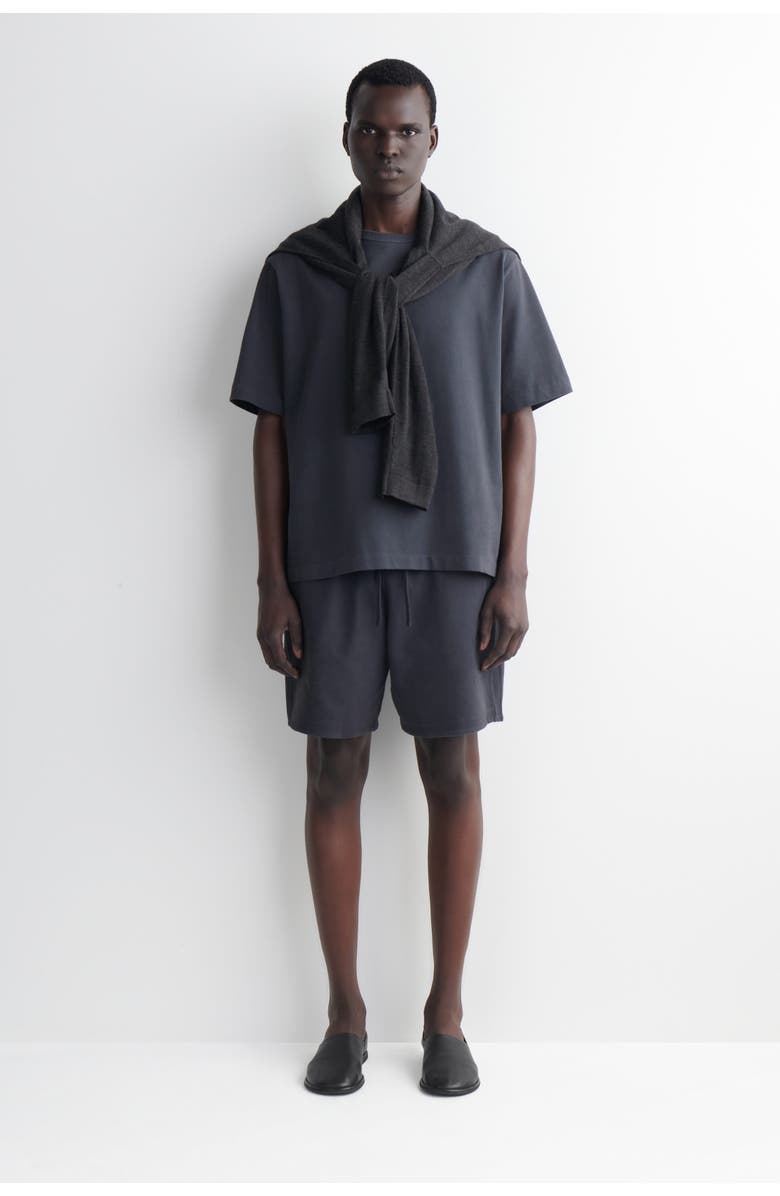 COS Garment-washed Cotton-jersey Shorts, Main, color, Charcoal