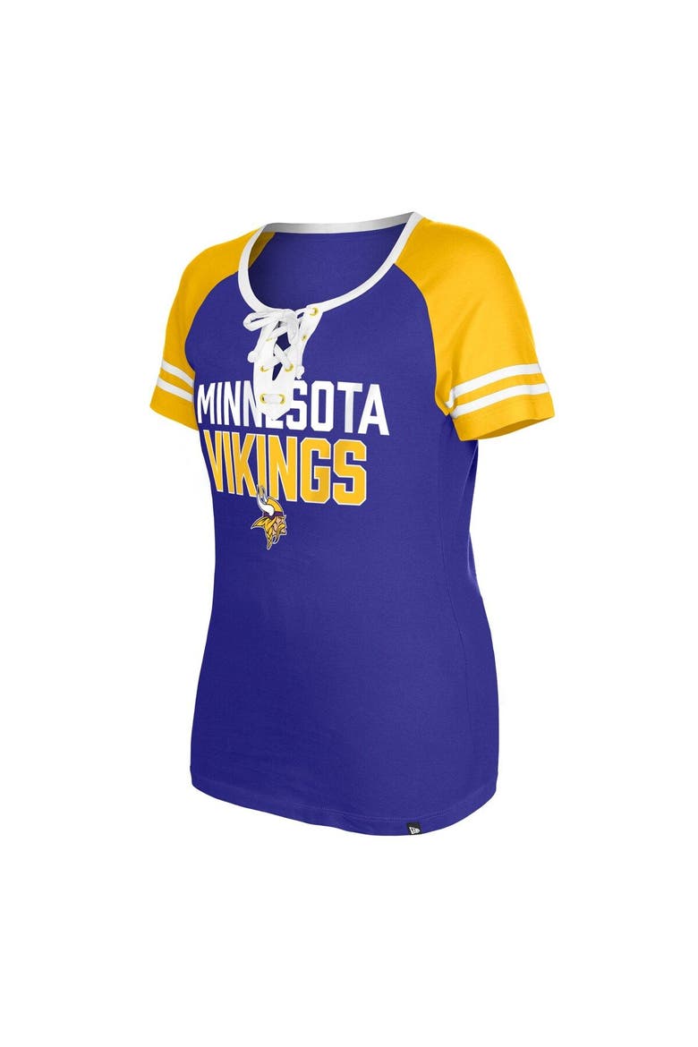 Women's New Era  Purple Minnesota Vikings Raglan Lace-Up T-Shirt, Alternate, color, Purple