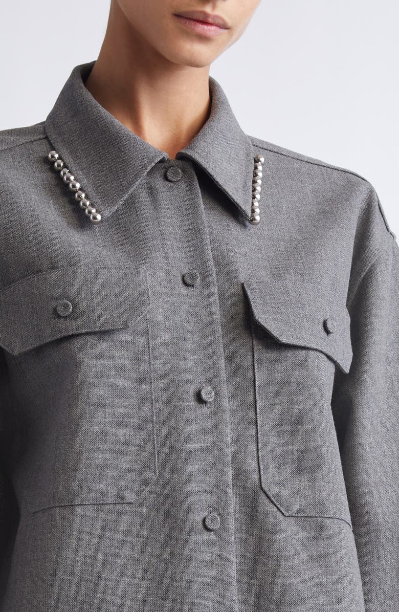 Jil Sander Relaxed Fit Utility Wool Canvas Button-Up Shirt, Alternate, color, Volcanic Glass