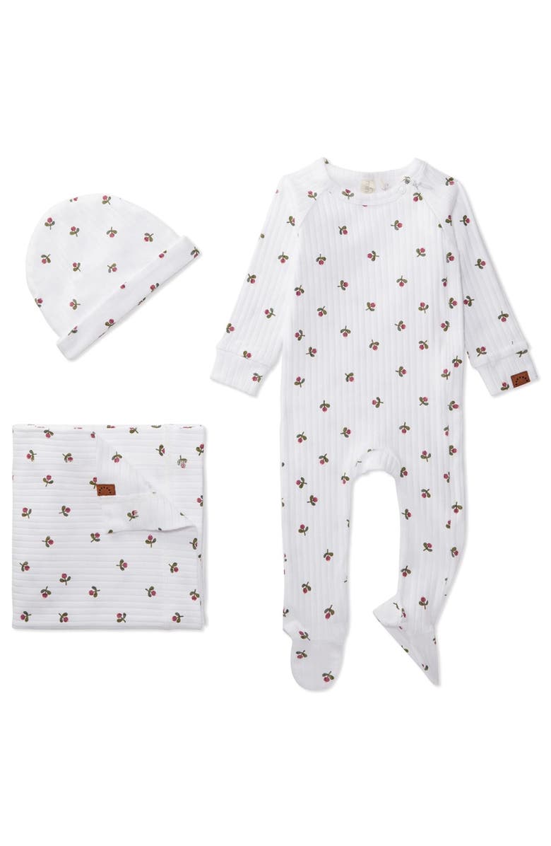 MiniMoi 3 Piece Baby Ribbed Cotton Rich Footie Set, Main, color, Winter White