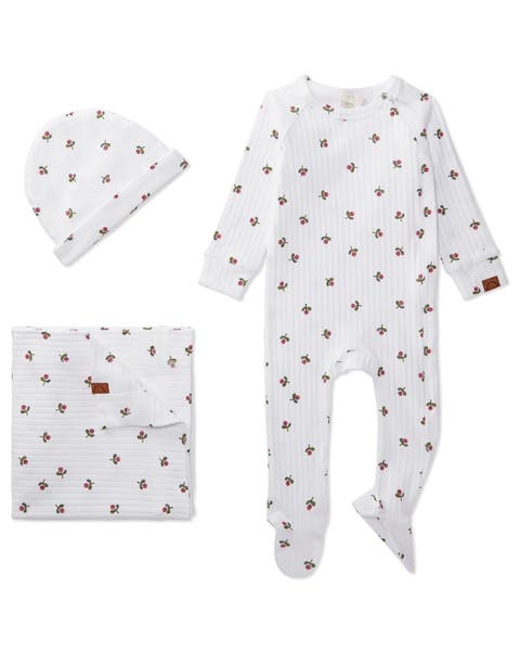 3 Piece Baby Ribbed Cotton Rich Footie Set