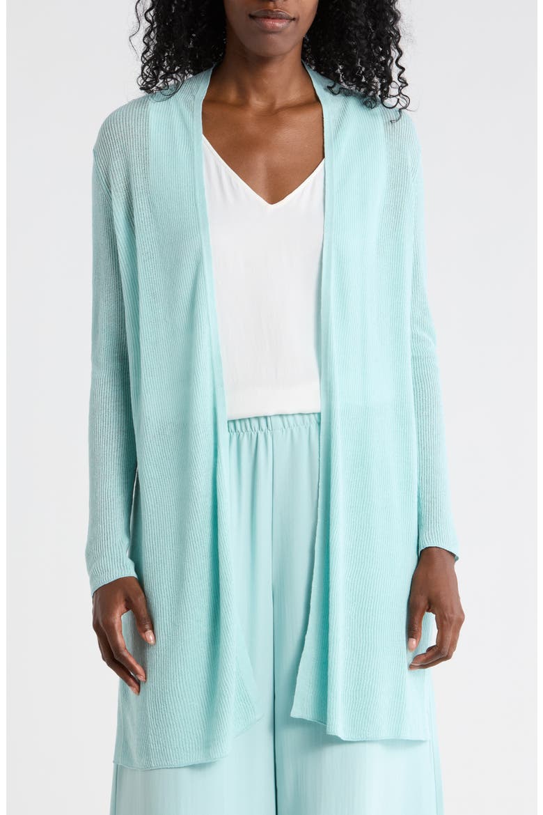 Open Front Organic Linen & Organic Cotton Cardigan, Main, color, POOL