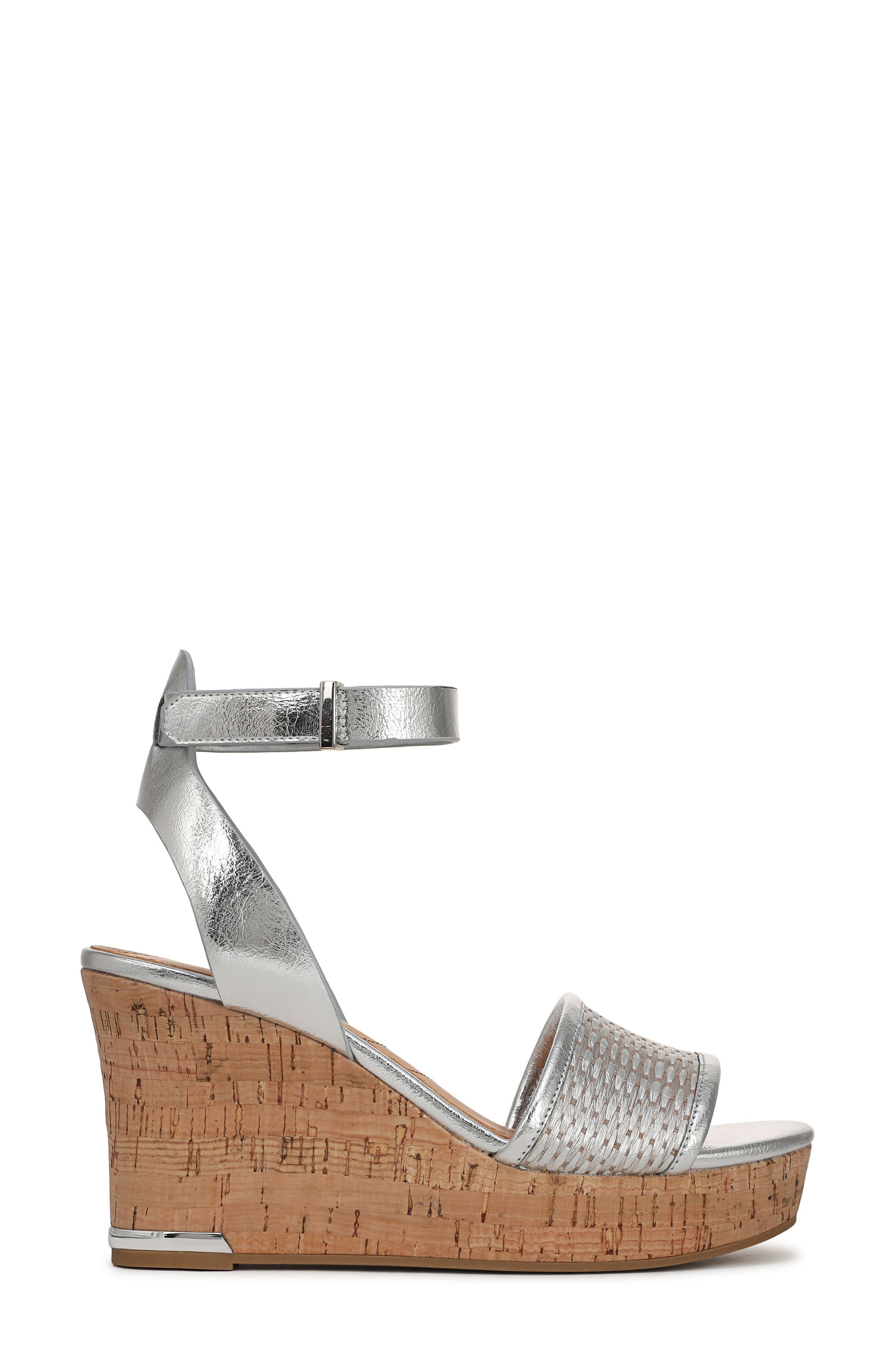 Franco Sarto Celeste Wedge Sandal, Alternate, color, Silver