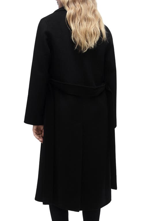 Mango Handmade Wool Blend Wrap Coat In Black