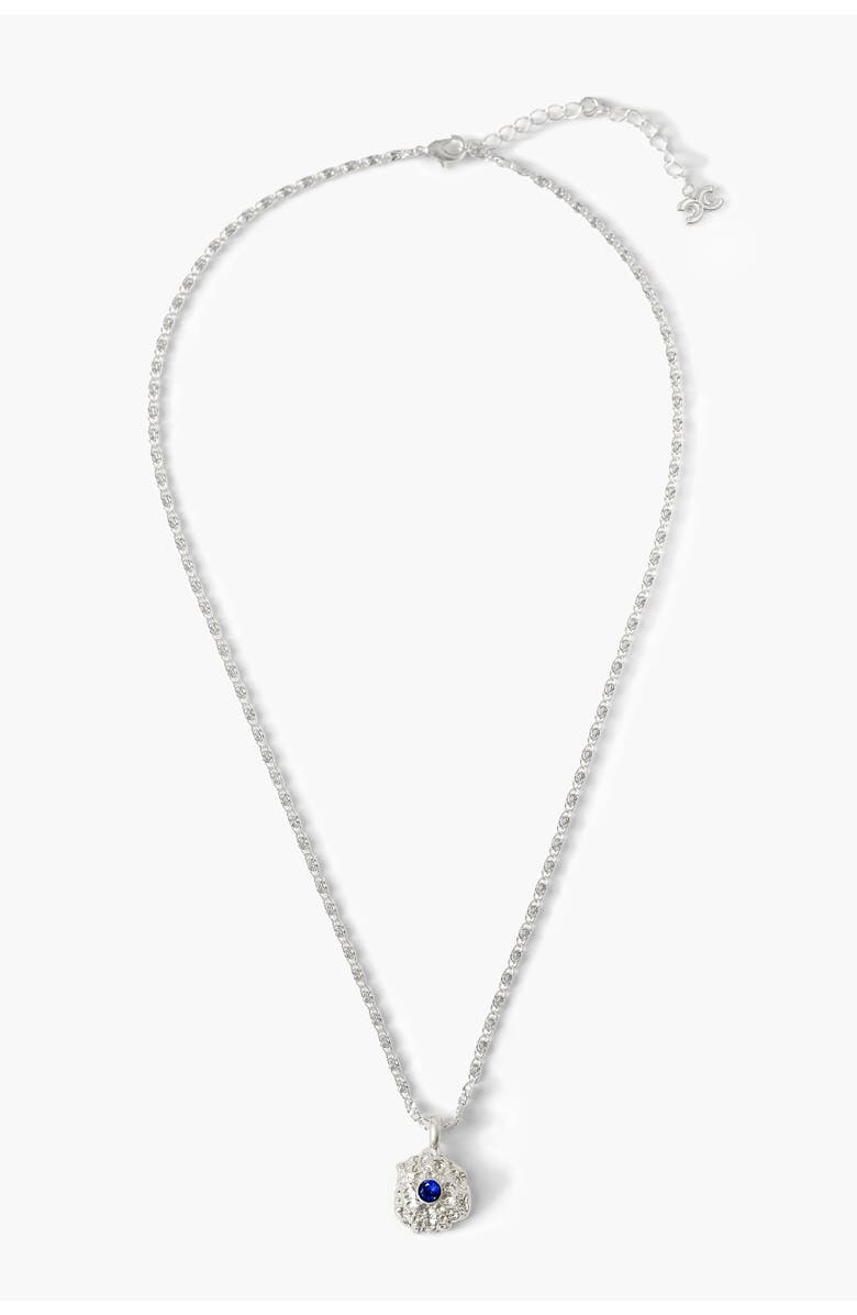 Classicharms Shayla Molten Cubic Zirconia Pendant Necklace, Alternate, color, Silver/Blue