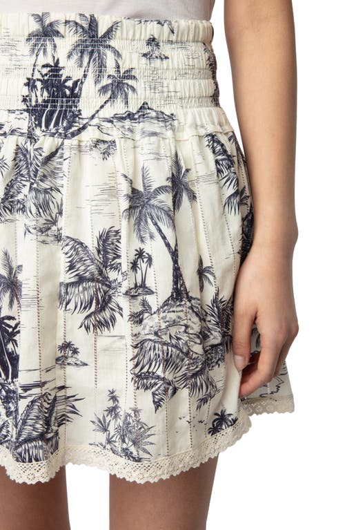 Zadig & Voltaire Jocky Tropical Island Toile De Jouy Cotton Miniskirt In White