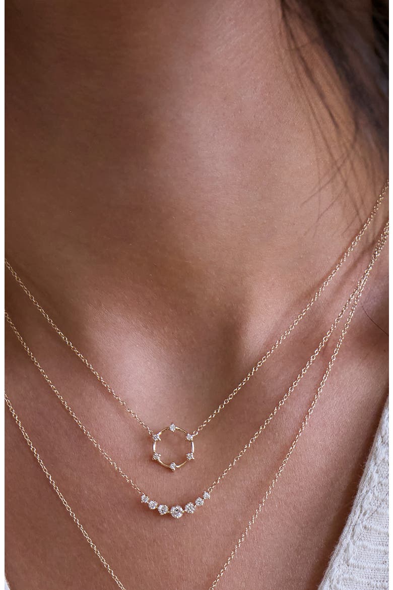 Prong Diamonds 14k Gold Diamond Circle Pendant Necklace, Alternate, color, YELLOW