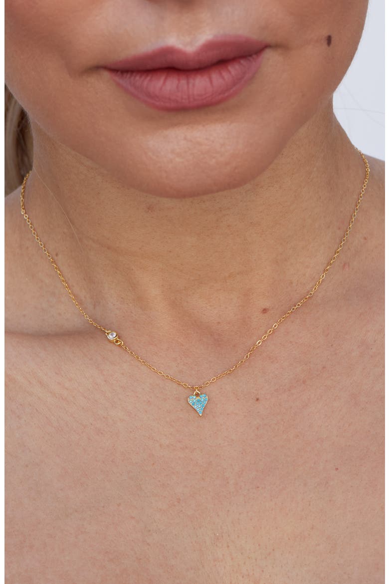 Turquoise Pavè Heart Pendant Necklace, Alternate, color, YELLOW