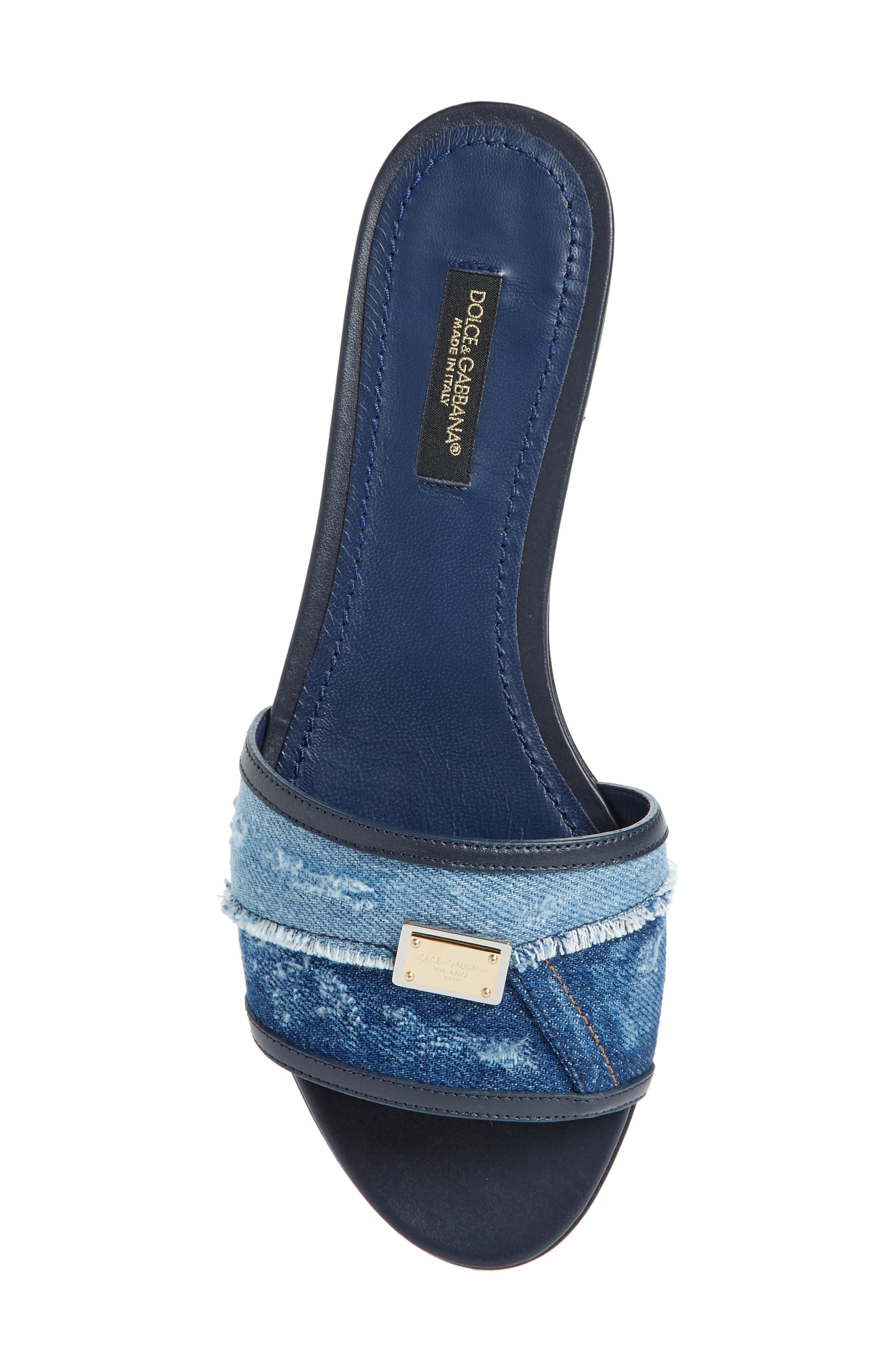 Dolce&Gabbana Sicily Denim Slide Sandal, Alternate, color, 