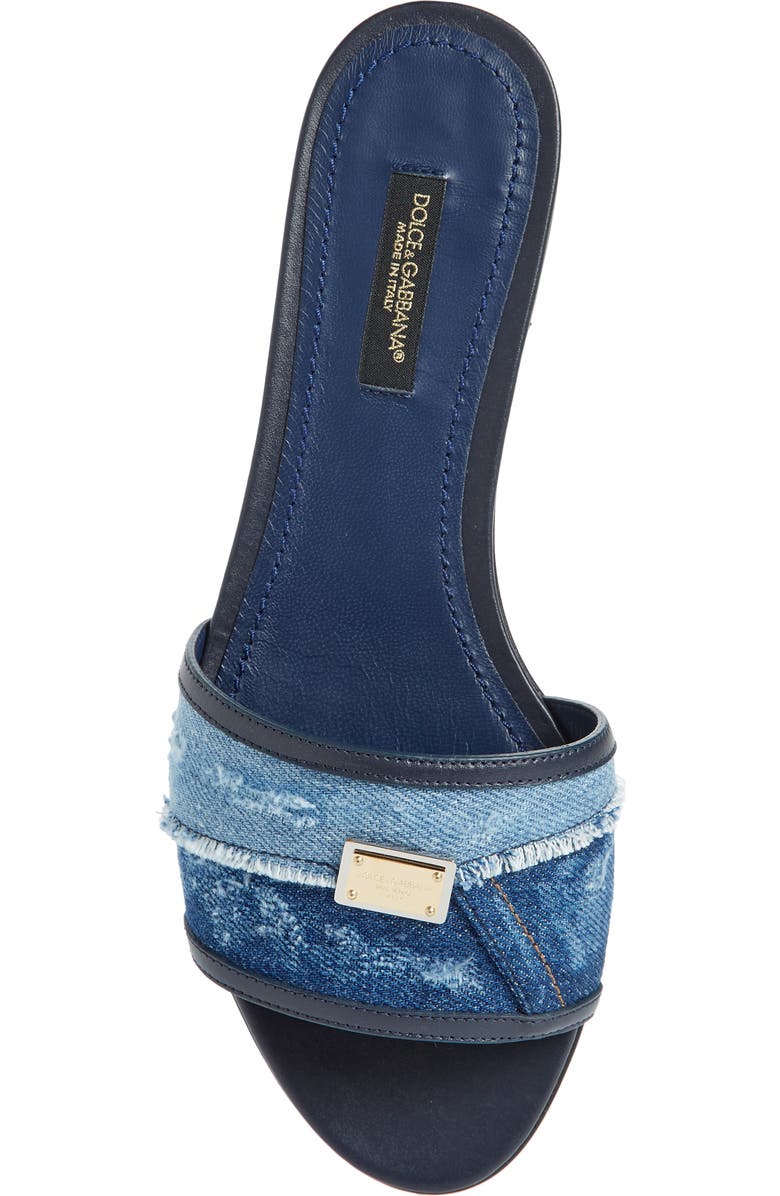 Dolce&Gabbana Sicily Denim Slide Sandal, Alternate, color,