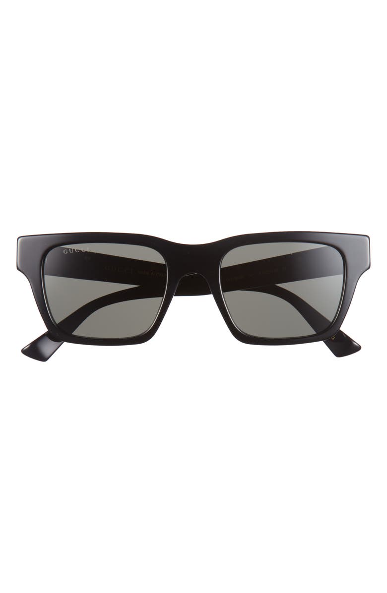 Gucci 51mm Rectangular Sunglasses, Main, color, Black
