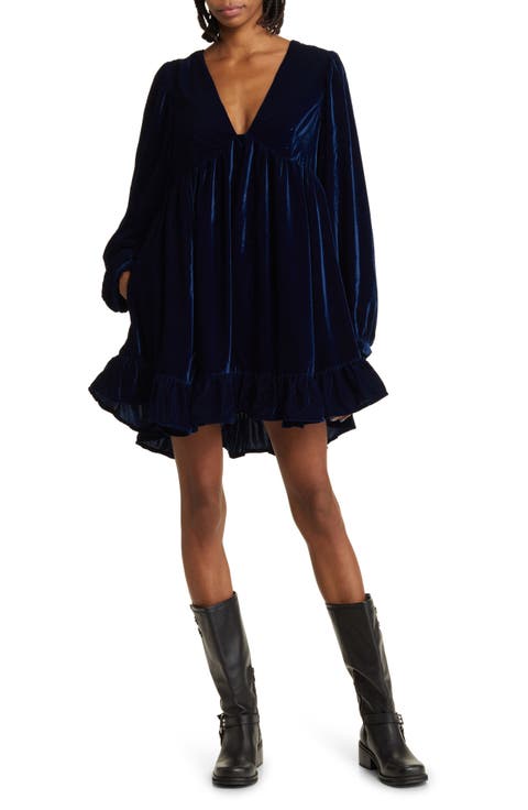Estella Long Sleeve Velvet Minidress