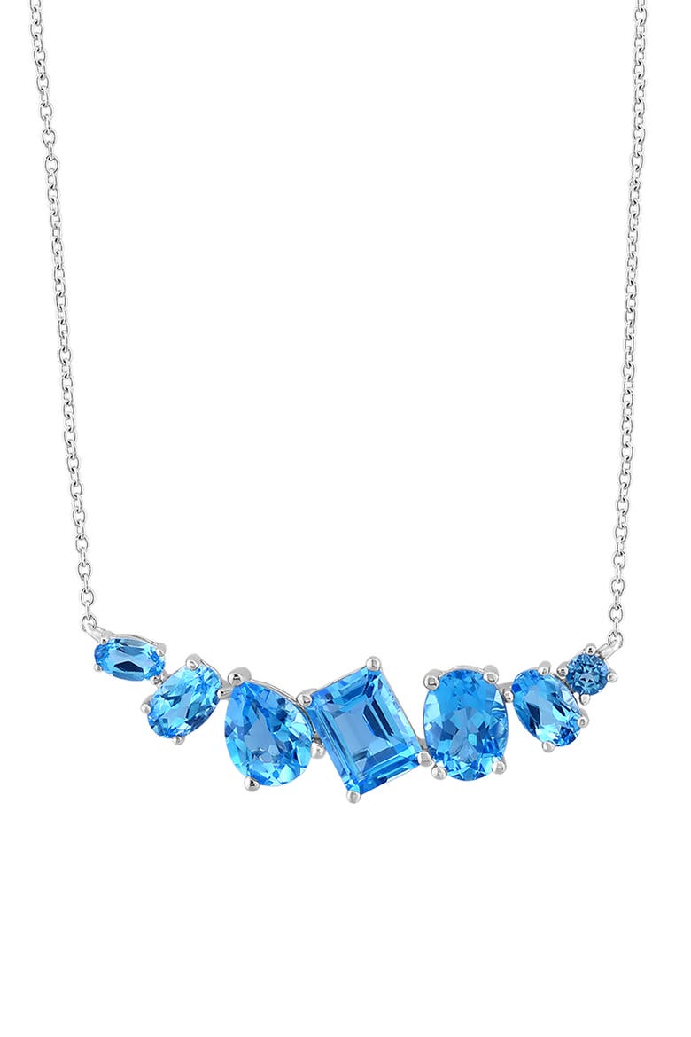 14K White Gold ,Blue Topaz Necklace, Alternate, color, Hematite and FW Blush Pearl