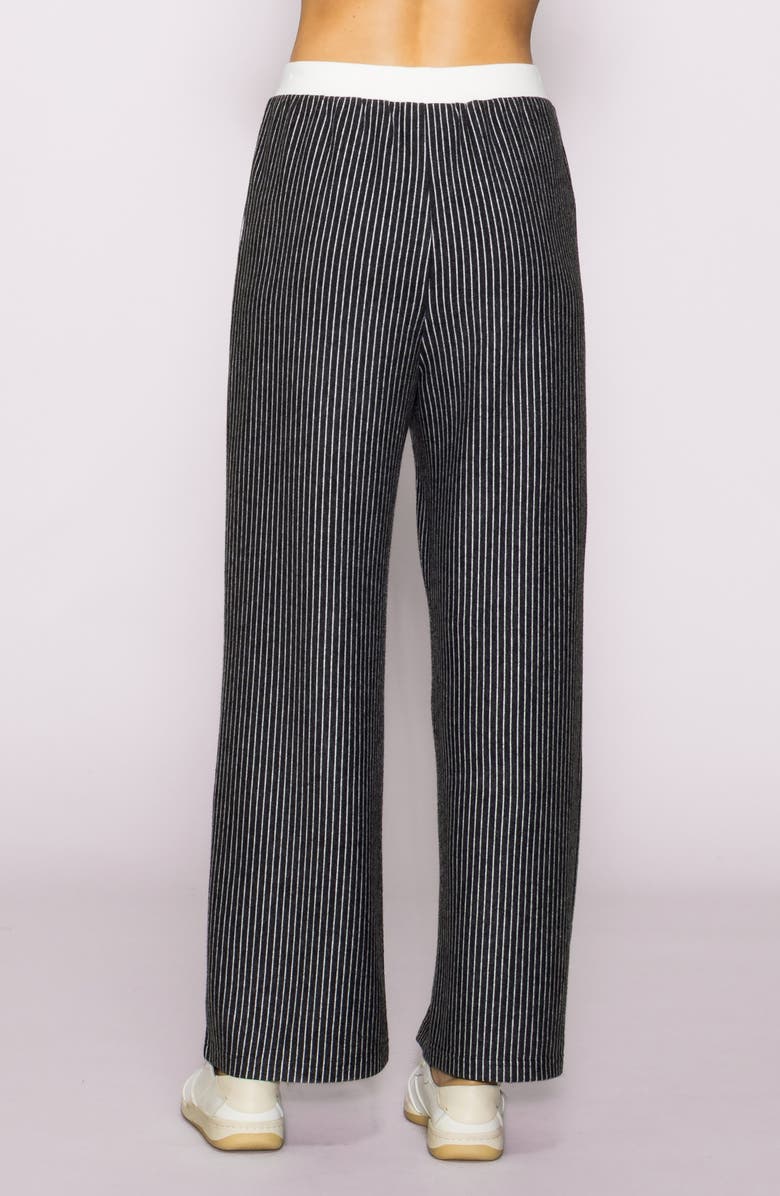 MELLODAY Stripe Wide Leg Knit Pants, Alternate, color, Dark Grey/ Ivory