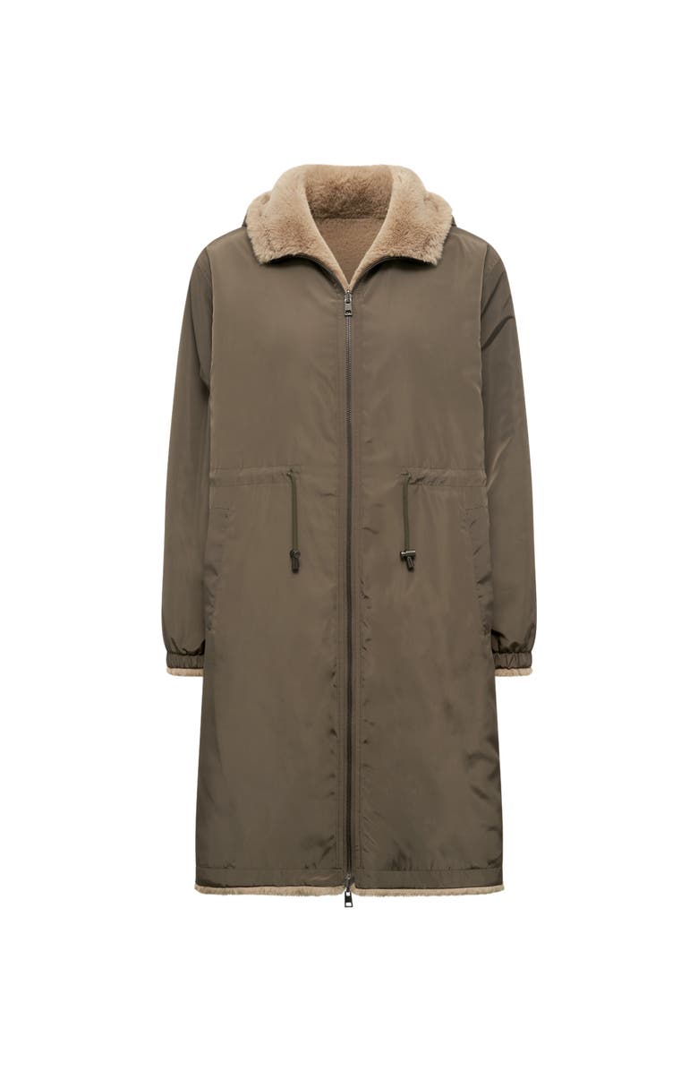 GERARD DAREL Mayline Reversible Faux Fur Parka Coat, Alternate, color, Khaki Green