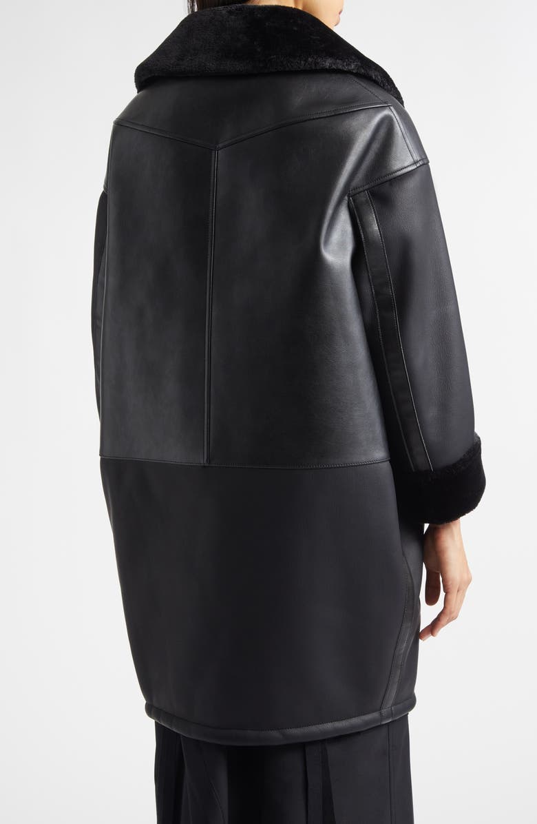 Junya Watanabe Faux Leather & Faux Fur Coat, Alternate, color, Black X Black