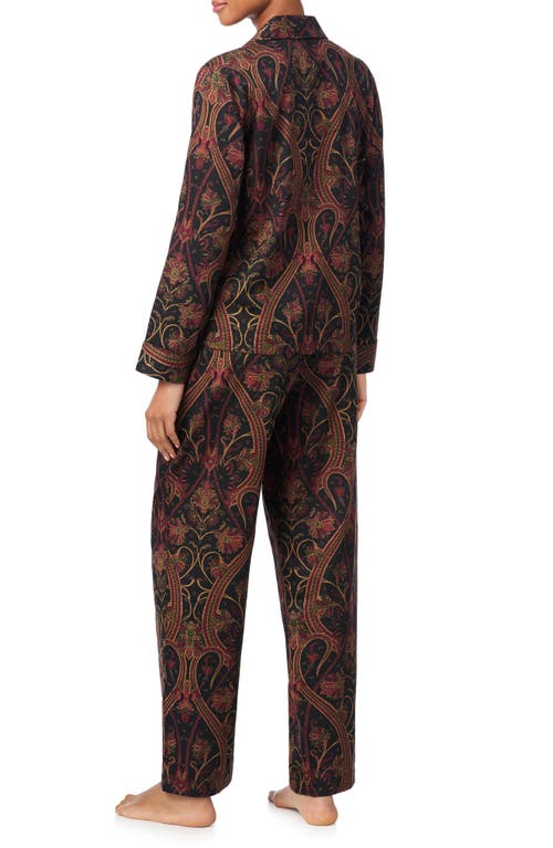 Ralph Lauren Lauren  Paisley Cotton Blend Pajamas In Brown