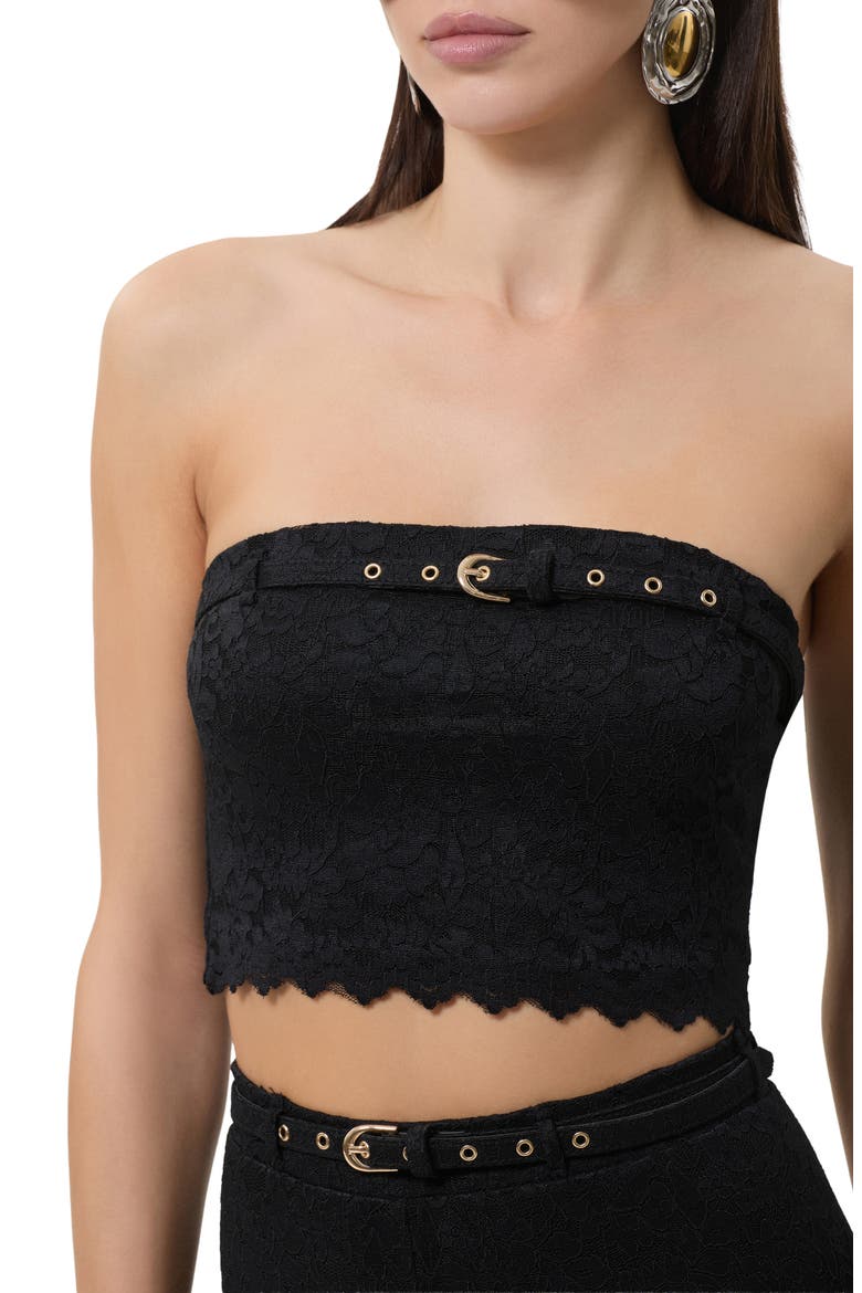 Remy Strapless Lace Crop Top, Alternate, color, NOIR