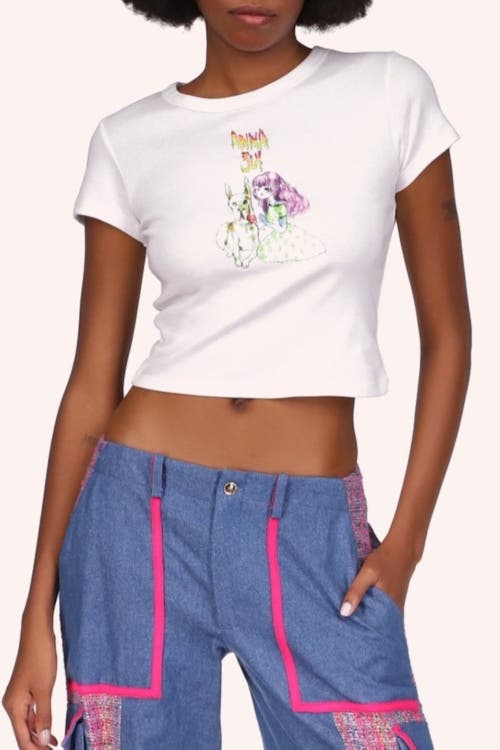 Anna Sui Micro Ribbed Baby Tee In White