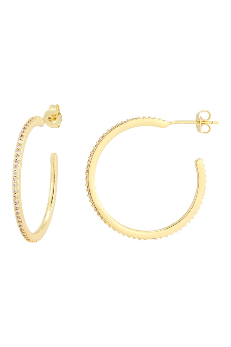 14k Gold Plated Thin Hoop Earrings, Alternate, color, GOLD
