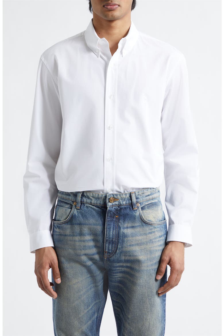 Cotton Poplin Button-Down Shirt, Main, color, 0FB OPTICAL WHITE