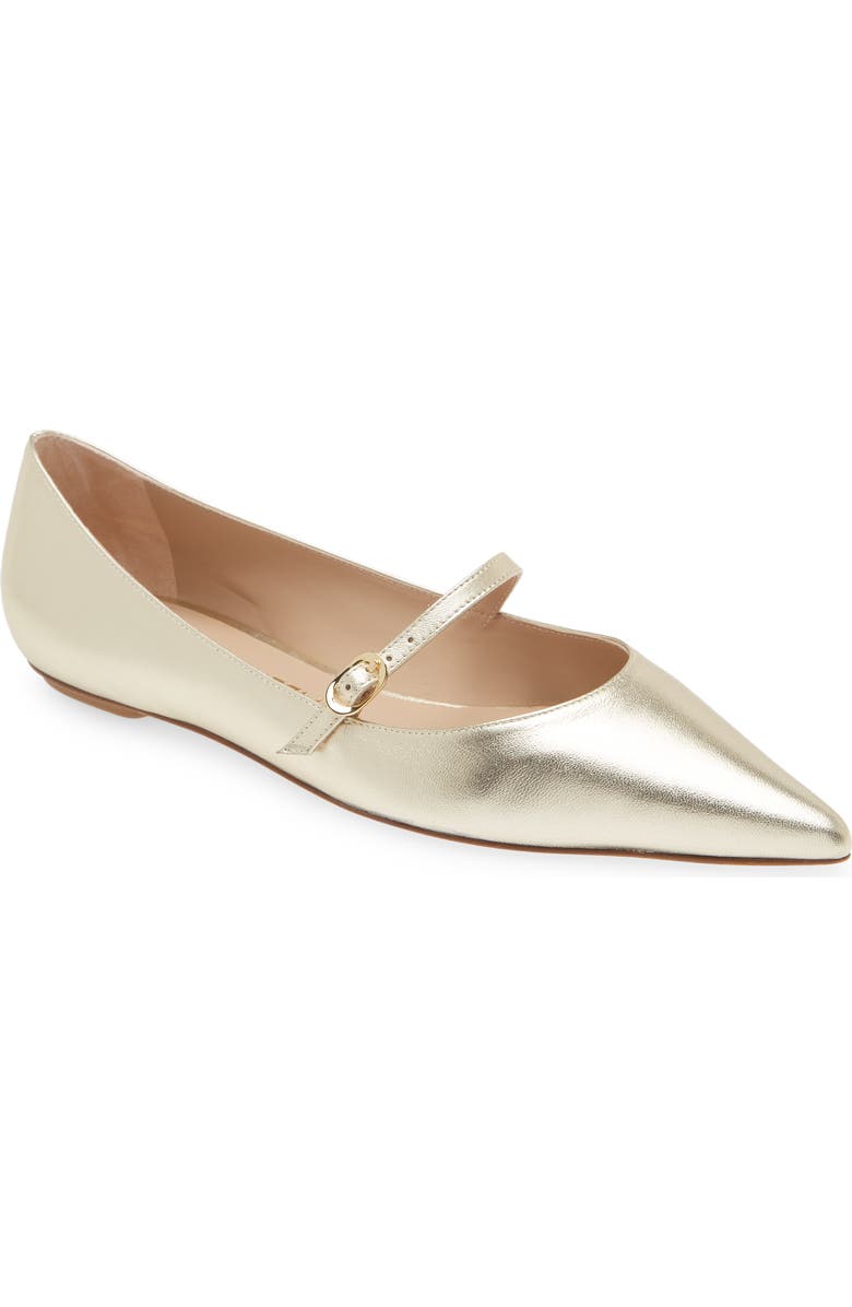 Stuart Weitzman Emilia Mary Jane Flat, Main, color, Light Gold