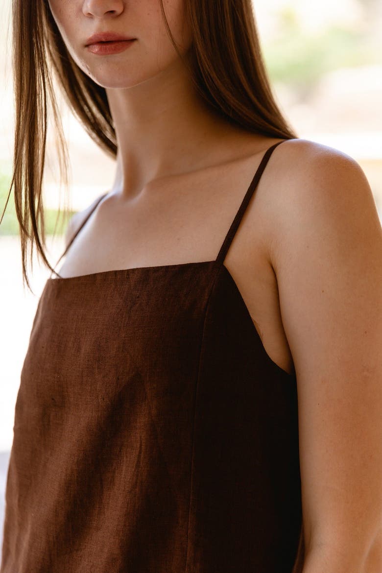 Suki Linen Mini Dress, Alternate, color, Chocolate - XS/S