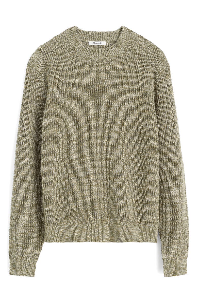 Madewell Marled Cotton Shaker Stitch Crewneck Sweater, Alternate, color, Dusty Olive