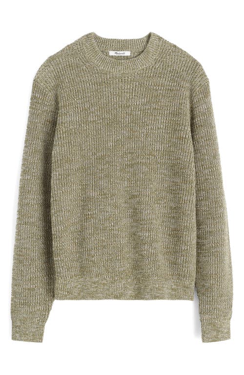 Madewell Marled Cotton Shaker Stitch Crewneck Sweater In Green