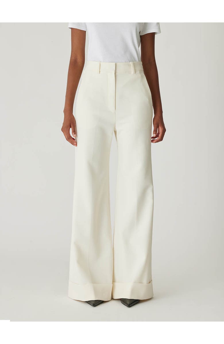 Rebecca Taylor Refined Suiting Wide Leg Trouser, Alternate, color, Cream