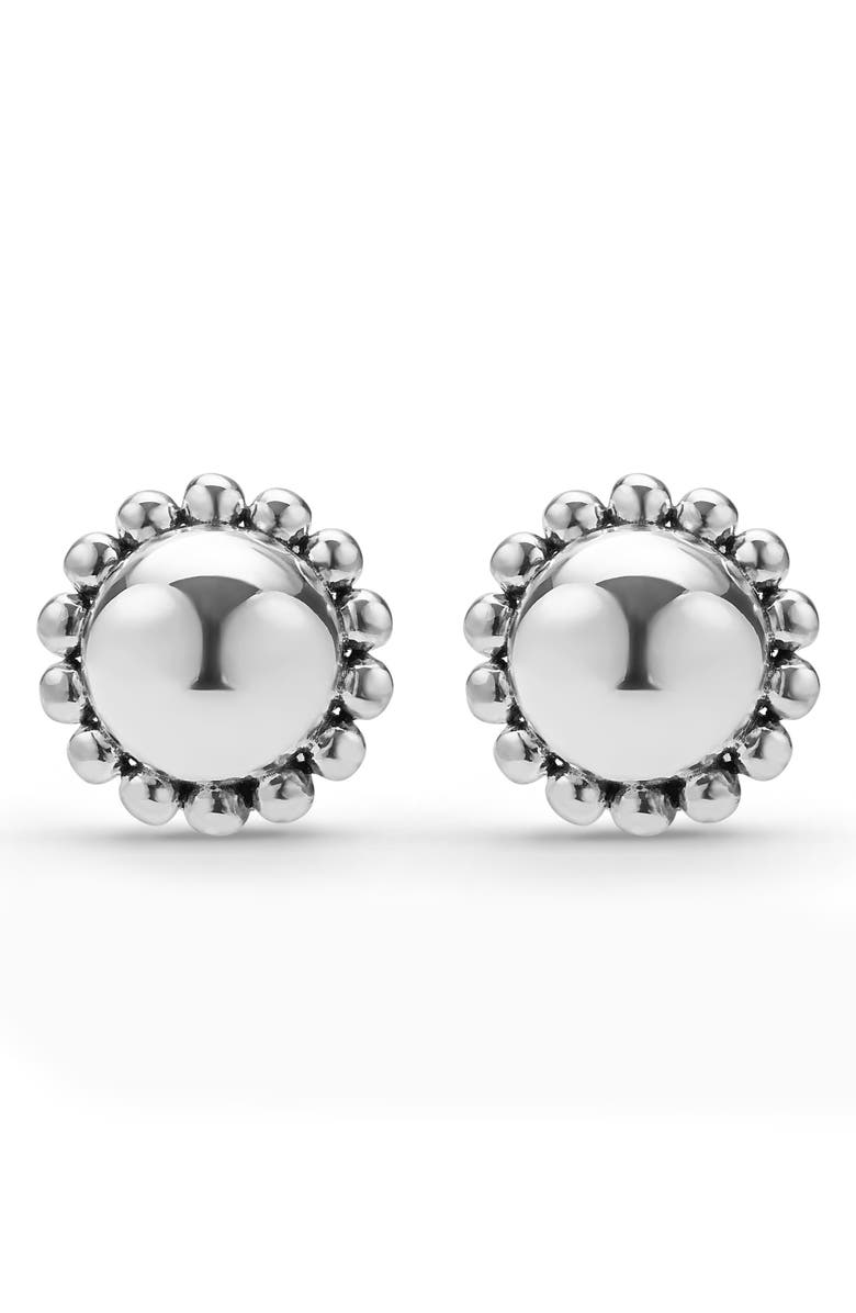 LAGOS Caviar Bubbly Round Omega Clip Earrings, Alternate, color, Sterling Silver
