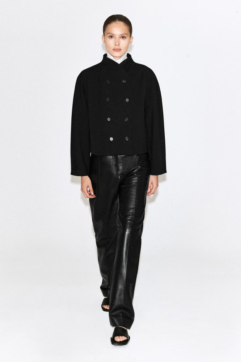 Sculpted Stand-Collar Jacket, Alternate, color, BLACK